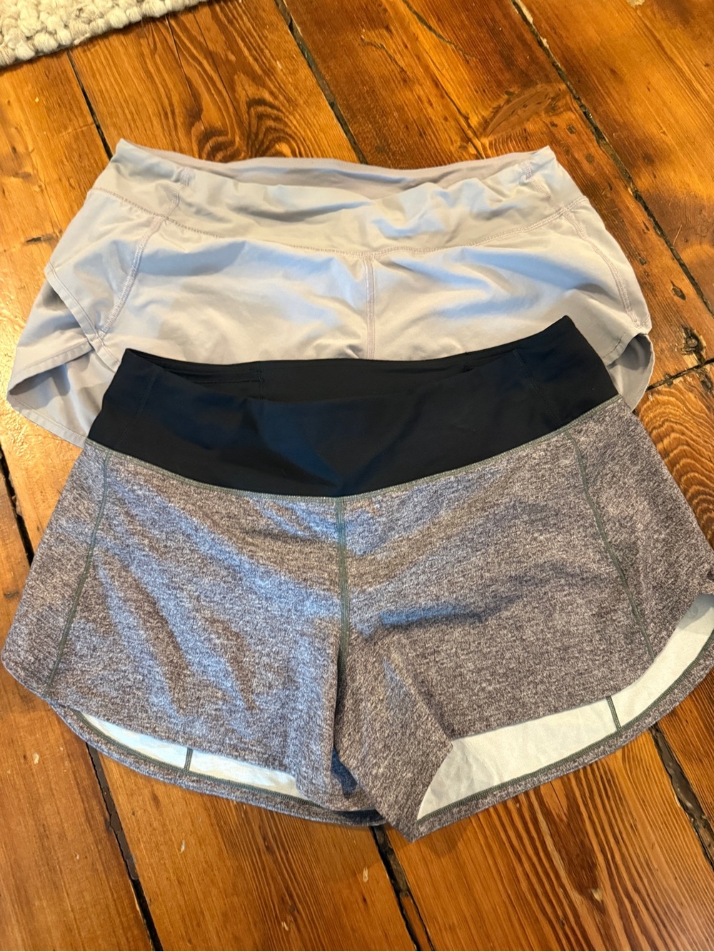 lululemon athletica Heather Gray and Black Waistband Athletic Shorts Duo